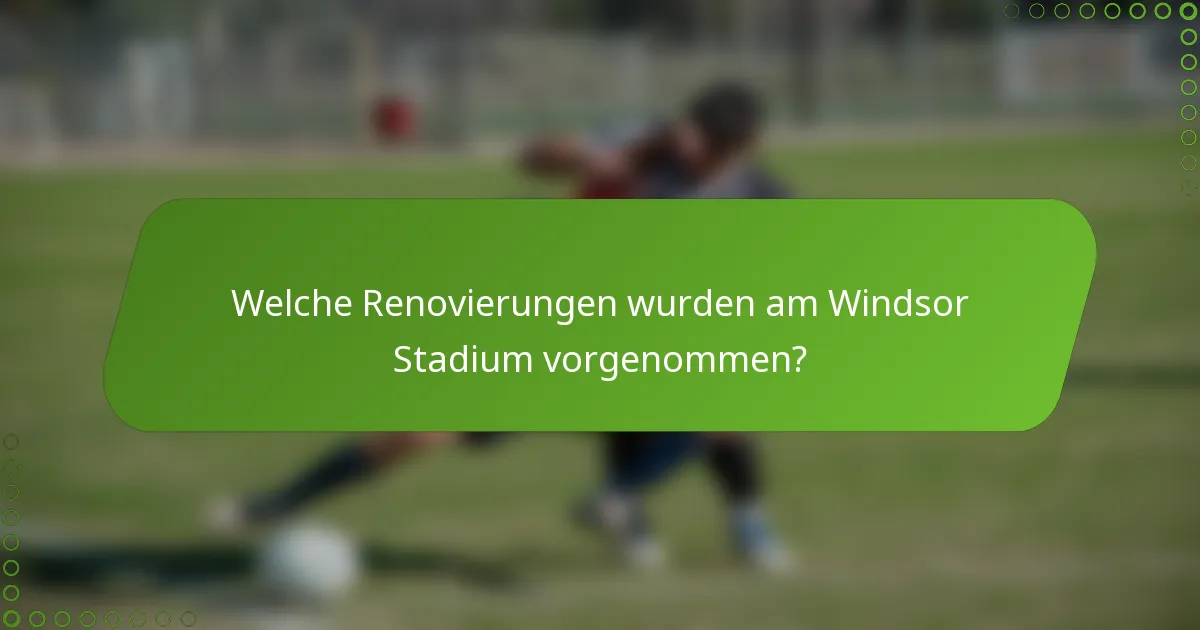 Welche Renovierungen wurden am Windsor Stadium vorgenommen?