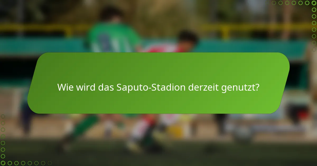Wie wird das Saputo-Stadion derzeit genutzt?