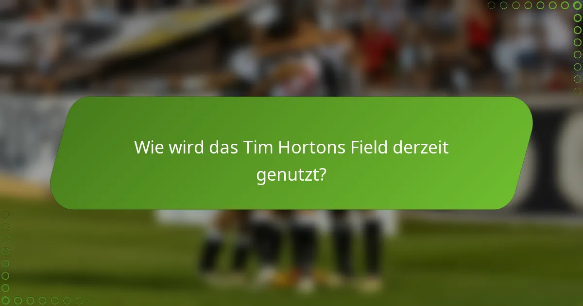 Wie wird das Tim Hortons Field derzeit genutzt?
